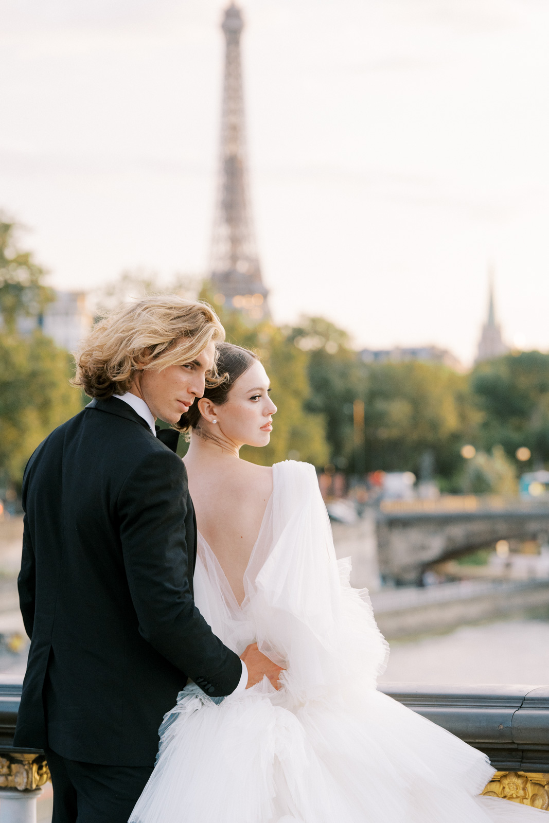 Fine-art film Wedding Photographers in Alexandre iii Bridge Paris | Chernogorov Photography Destination Wedding Photographers